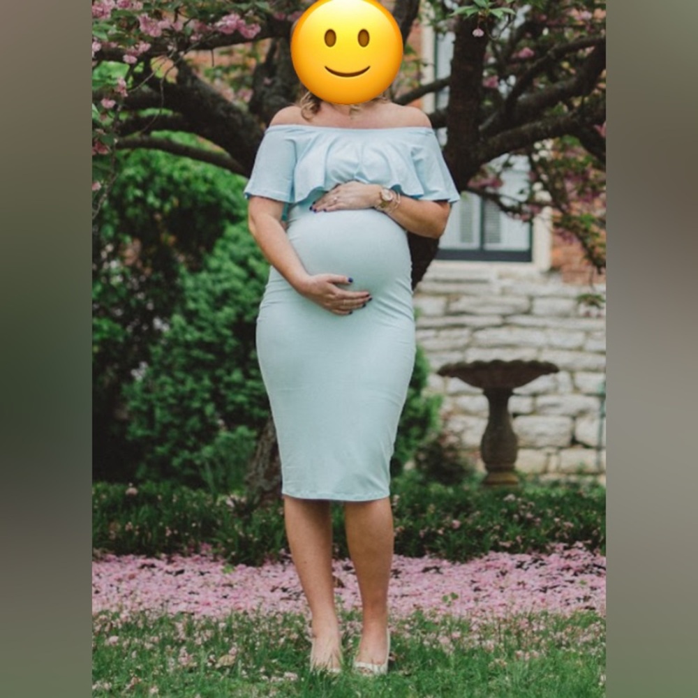 ASOS Maternity off shoulder blue dress